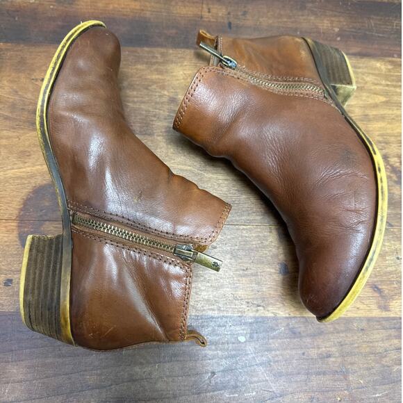 Fossil Basel Leather Ankle Boots Bootie Women's Size 6 1/2 Toffee Side Zipper - Picture 3 of 14